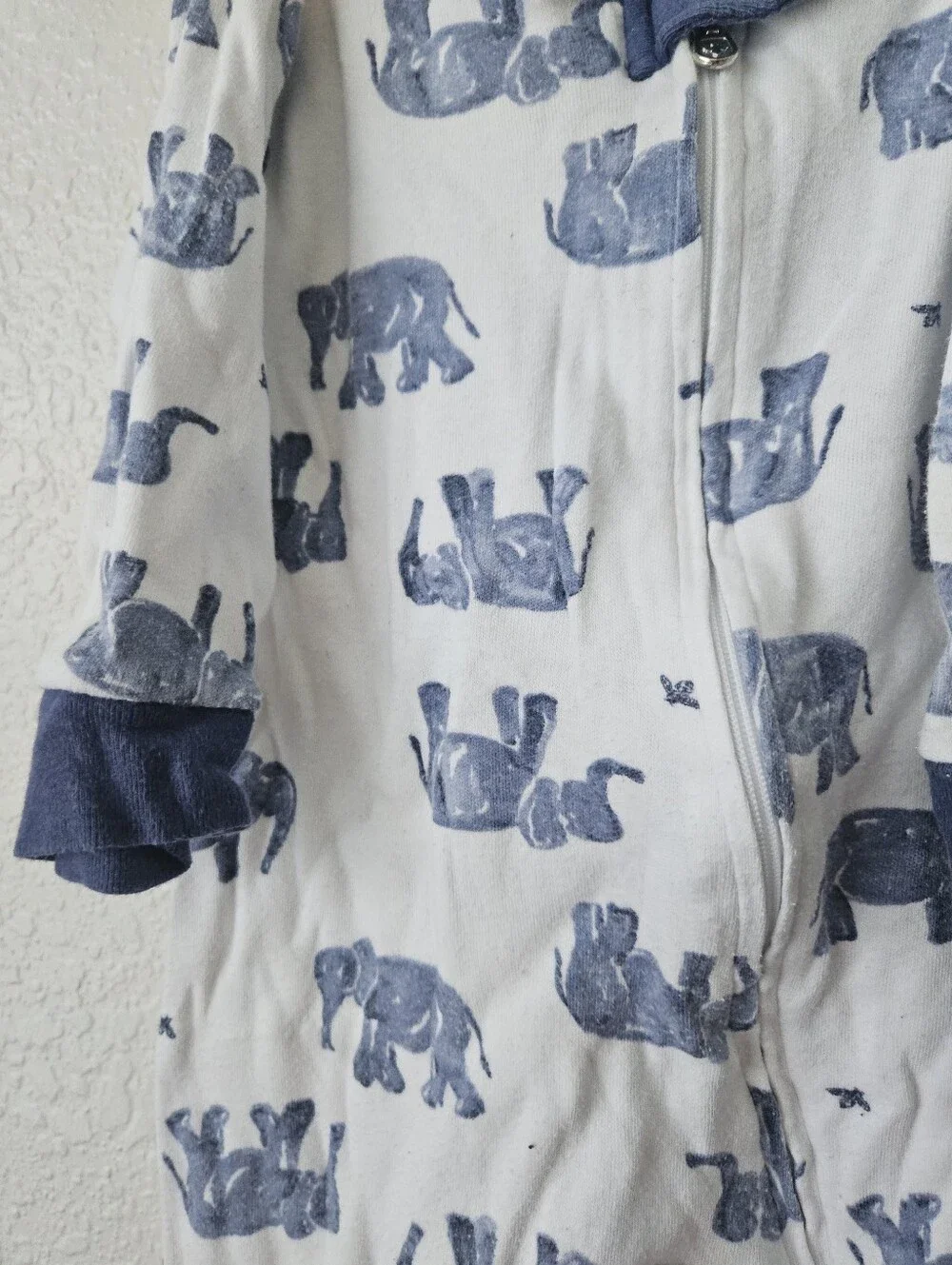 burts bees 100% organic cotton elephant sleeper pajama zip up, 6 - 9 months